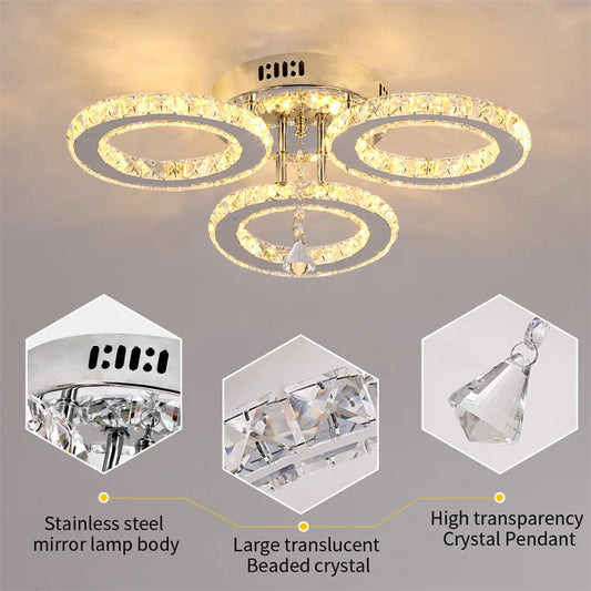 GreeLustr Modern Led Crystal Chandelier Ceiling Light