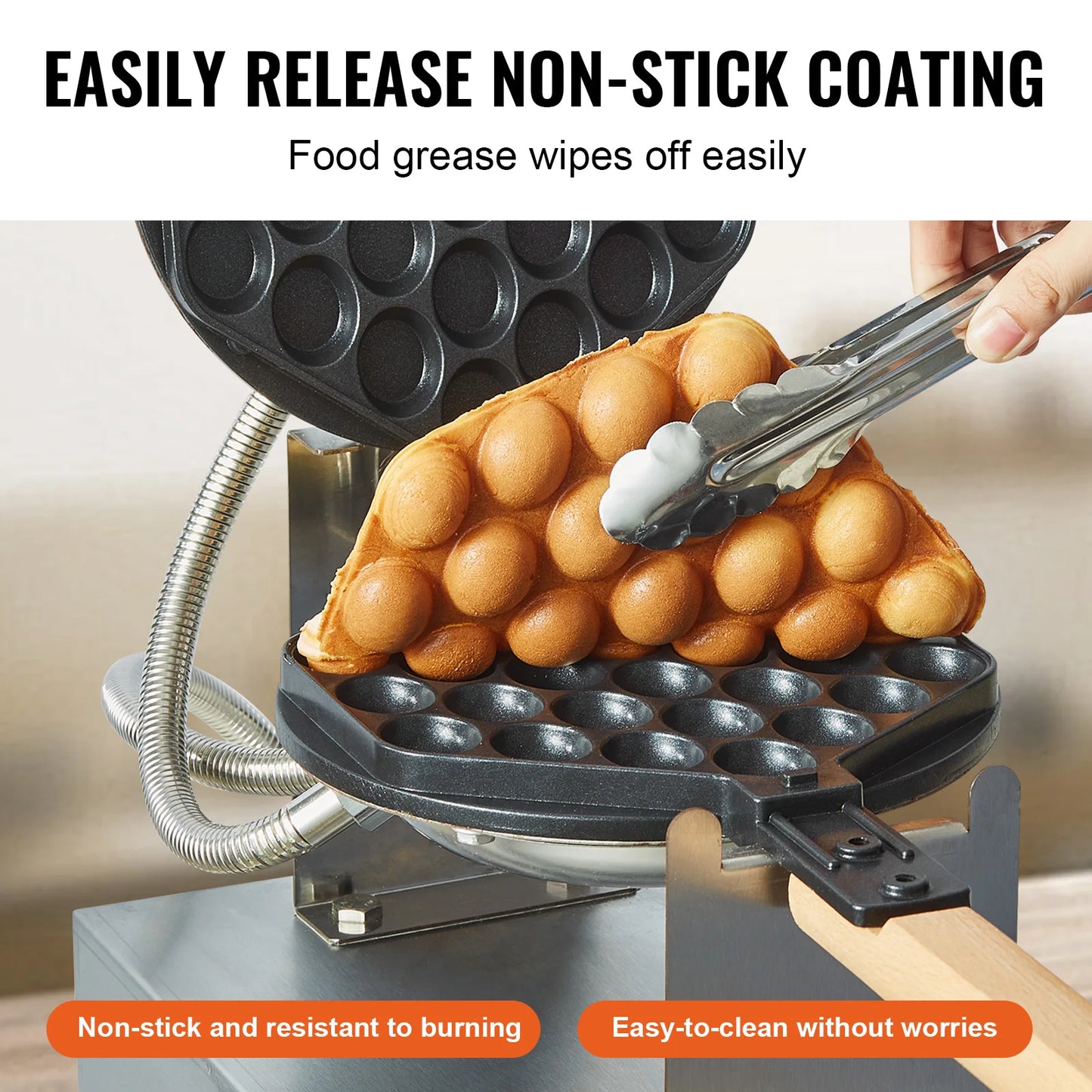SucceBuy Commercial Egg Bubble Waffle Maker Nonstick Stainless Steel