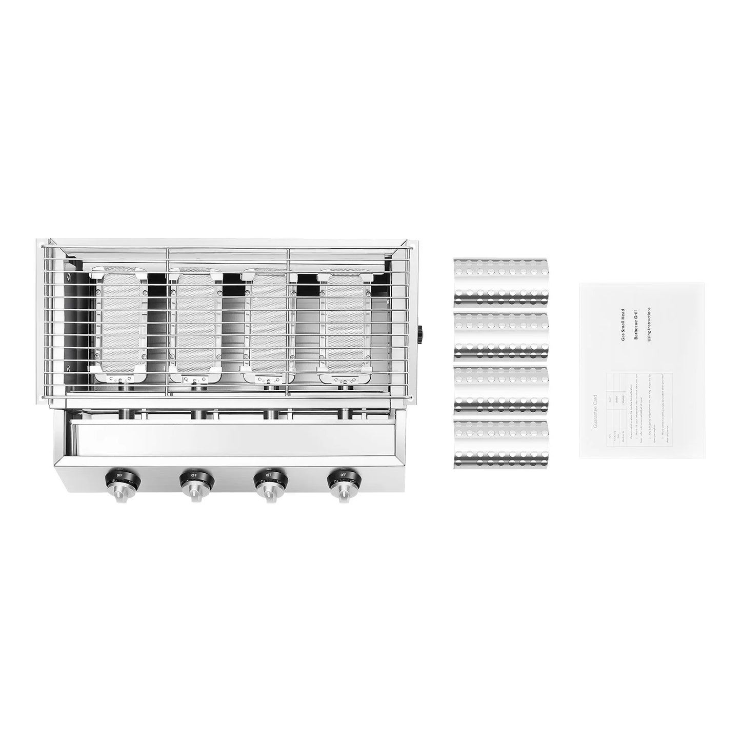 Portable 4-Burner Tabletop Stainless Steel Gas Grill Smokeless