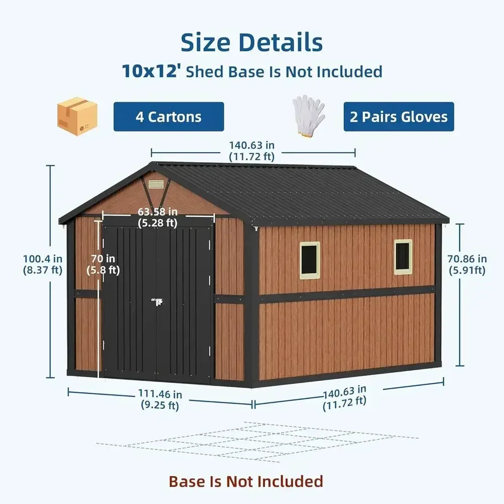 Metal Outdoor Storage Shed With Lockable Door And Window