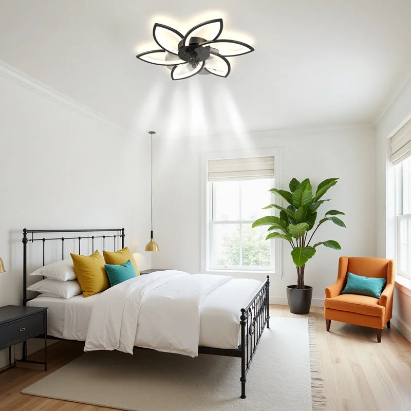 Petal Ceiling Fan Light With Remote Control And Stepless Dimming