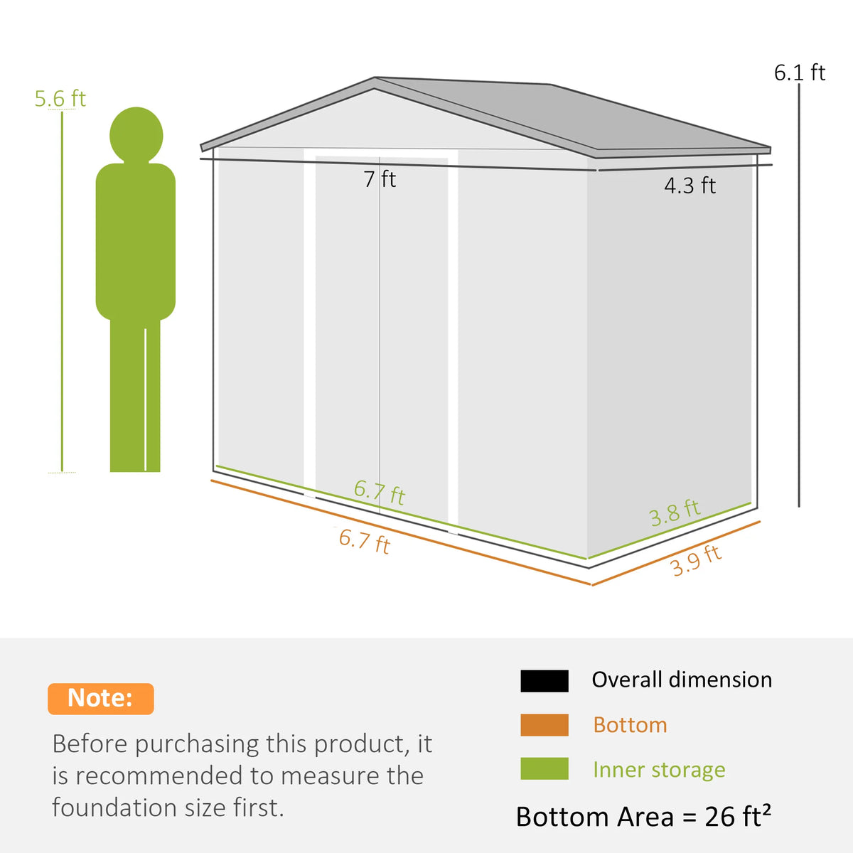 Outsunny Metal Garden Storage Shed With Locking Door And Ventilation