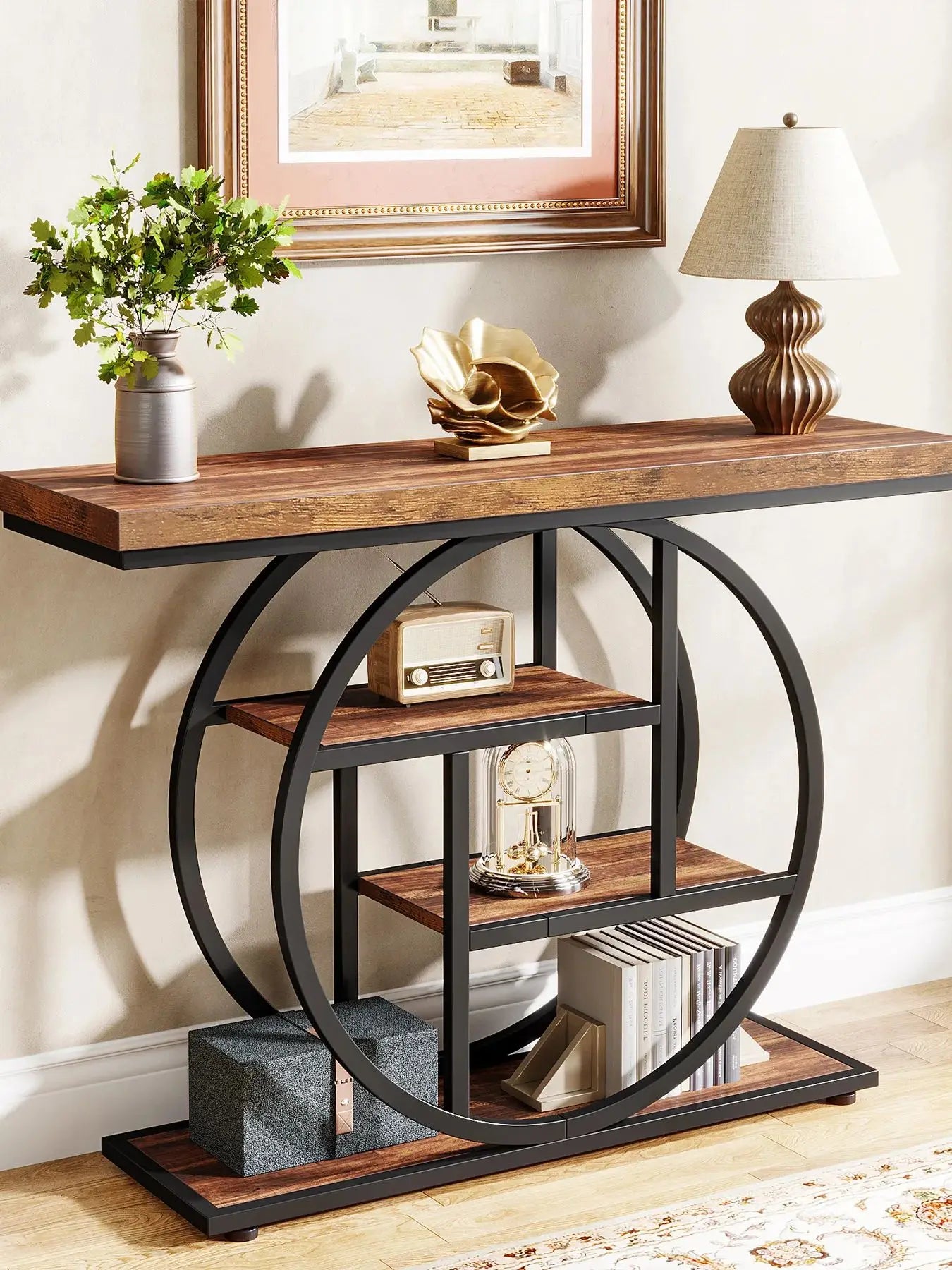 Tribesigns 4-Tier Console Table Industrial Entryway Sofa Table