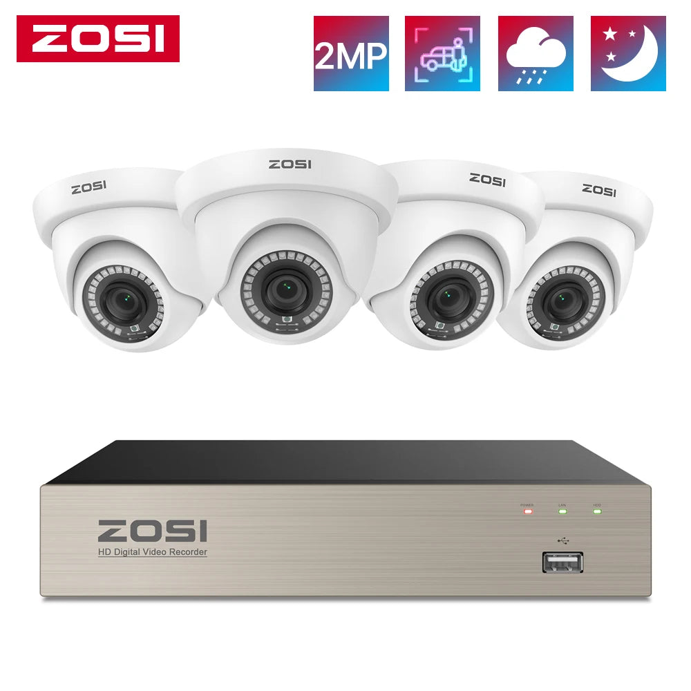 ZOSI AI Security Camera System With Human Vehicle Detection DVR