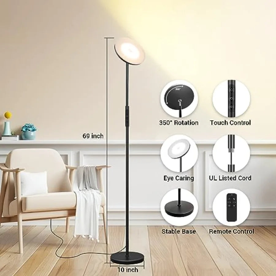 Dimmable LED Torchiere Floor Lamp for Living Room Bedroom Office