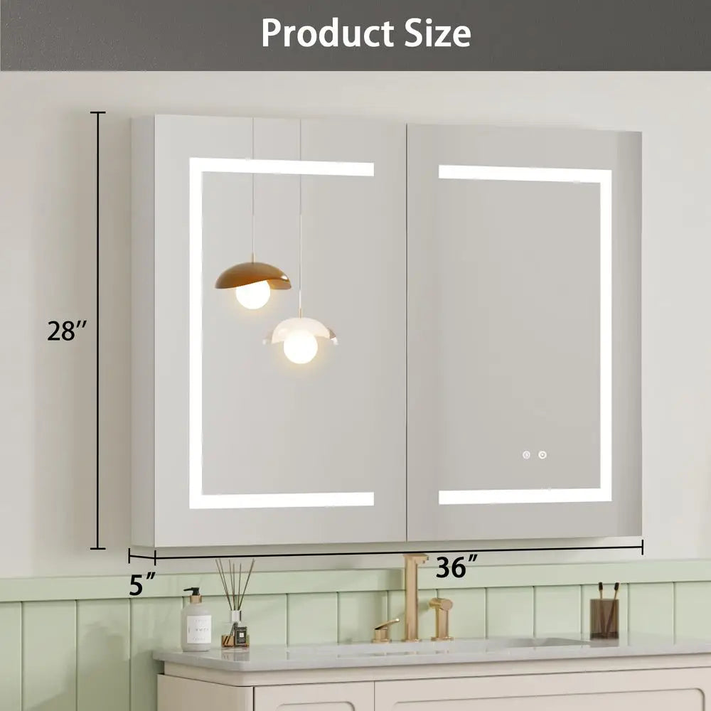 LED Medicine Cabinet With Mirror For Bathroom Defog Dimming