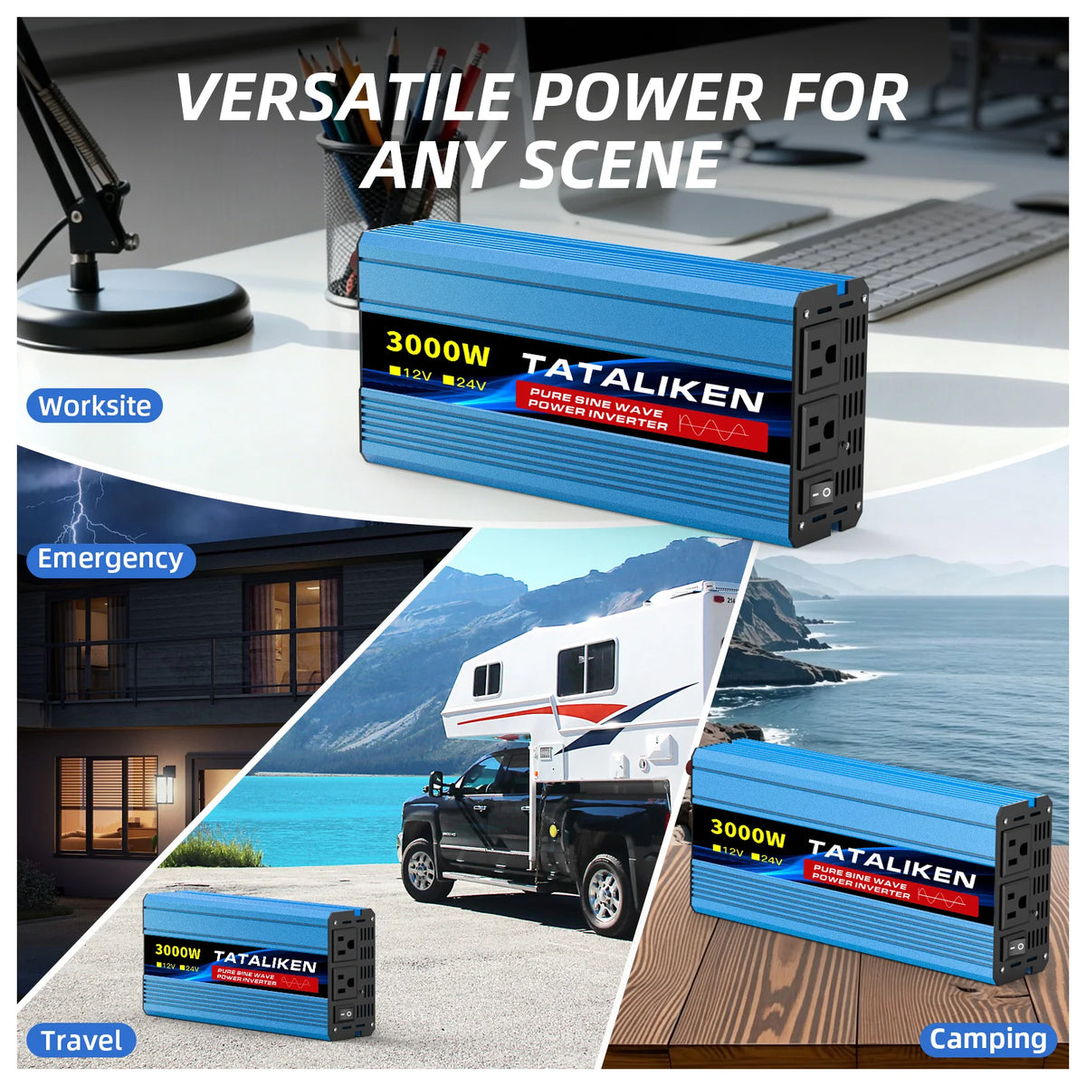 Tataliken Pure Sine Wave Power Inverter Voltage Converter