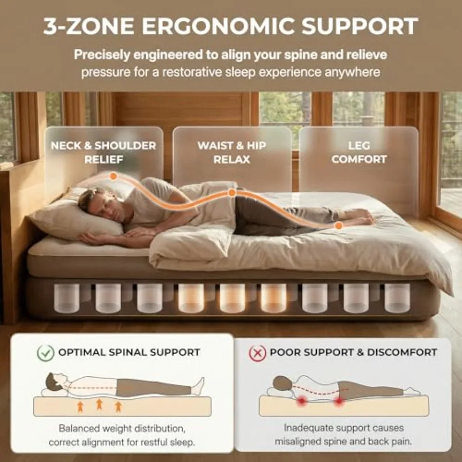 Rechargeable Air Mattress With Built In Pump for Camping Guests