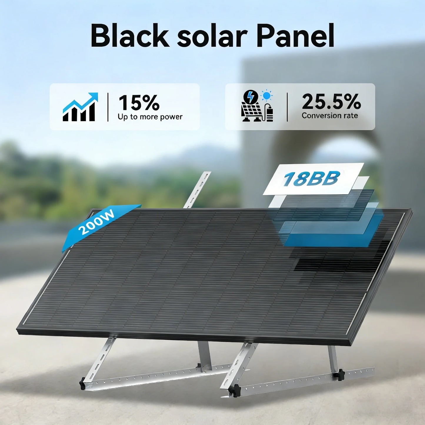 Rvpozwer 12.8V 200W Monocrystalline Solar Panel Off Grid