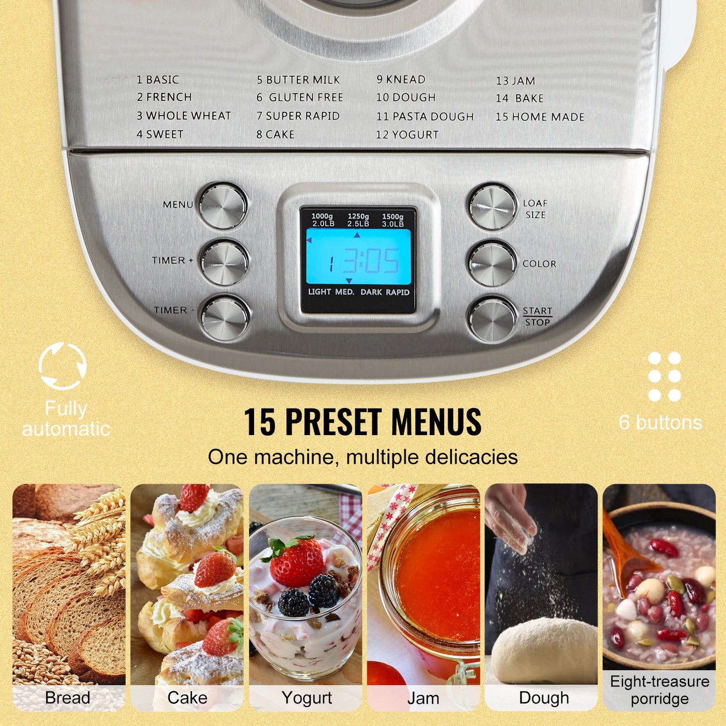 SucceBuy Automatic Bread Maker With Nonstick Ceramic Pan