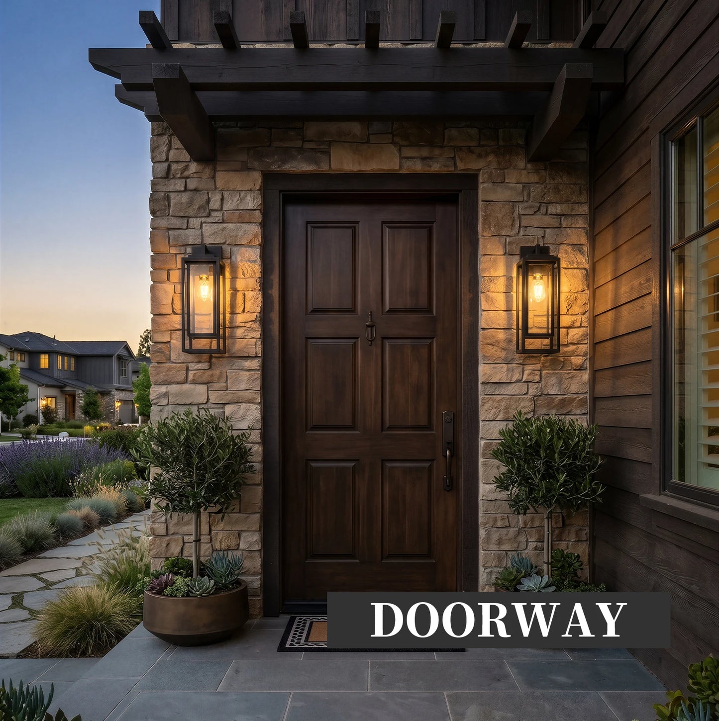 ArLgsite Farmhouse Exterior Wall Sconce With Clear Glass Shade