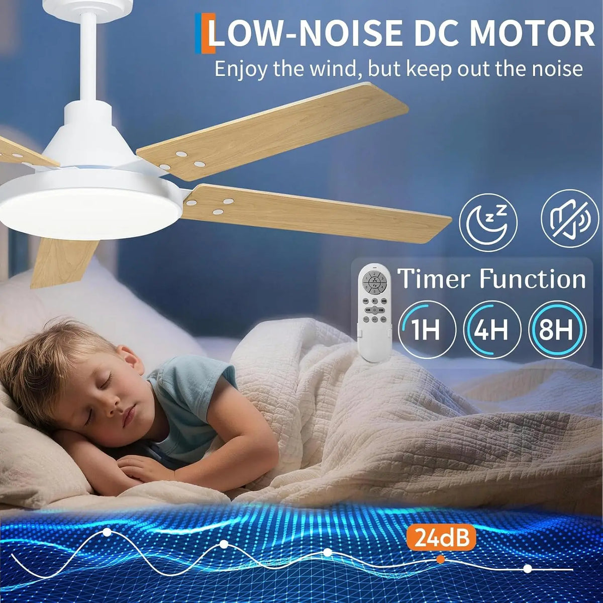 Modern Flush Mount Ceiling Fan With Dimmable LED Remote Control
