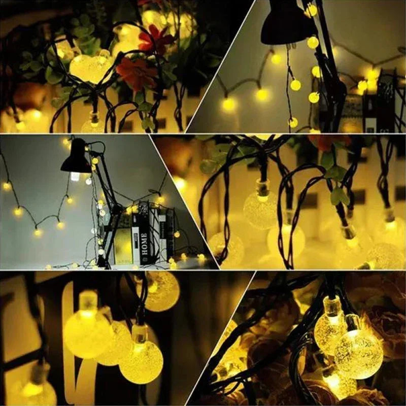 Super-Cheese Solar String Lights Outdoor Crystal Fairy Garland 8 Modes