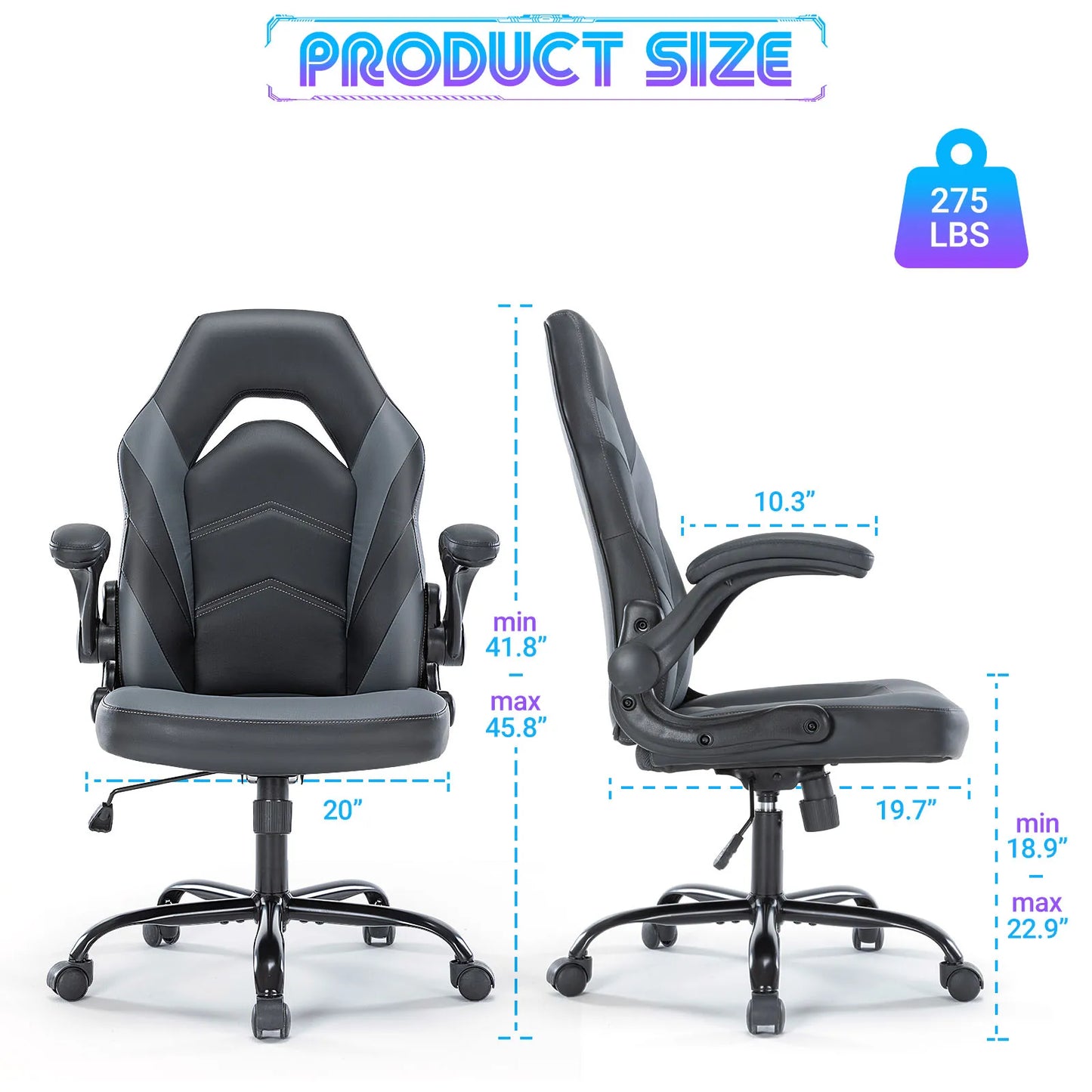 JHK Ergonomic Gaming Desk Chair PU Leather Racing Chair