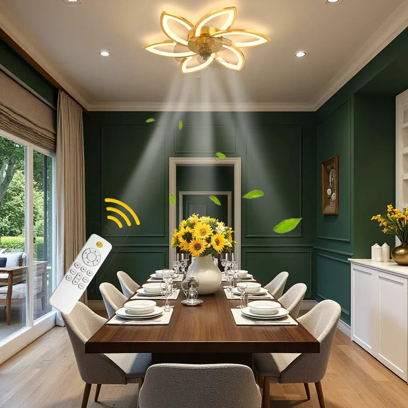 Petal Ceiling Fan Light With Remote Control And Stepless Dimming