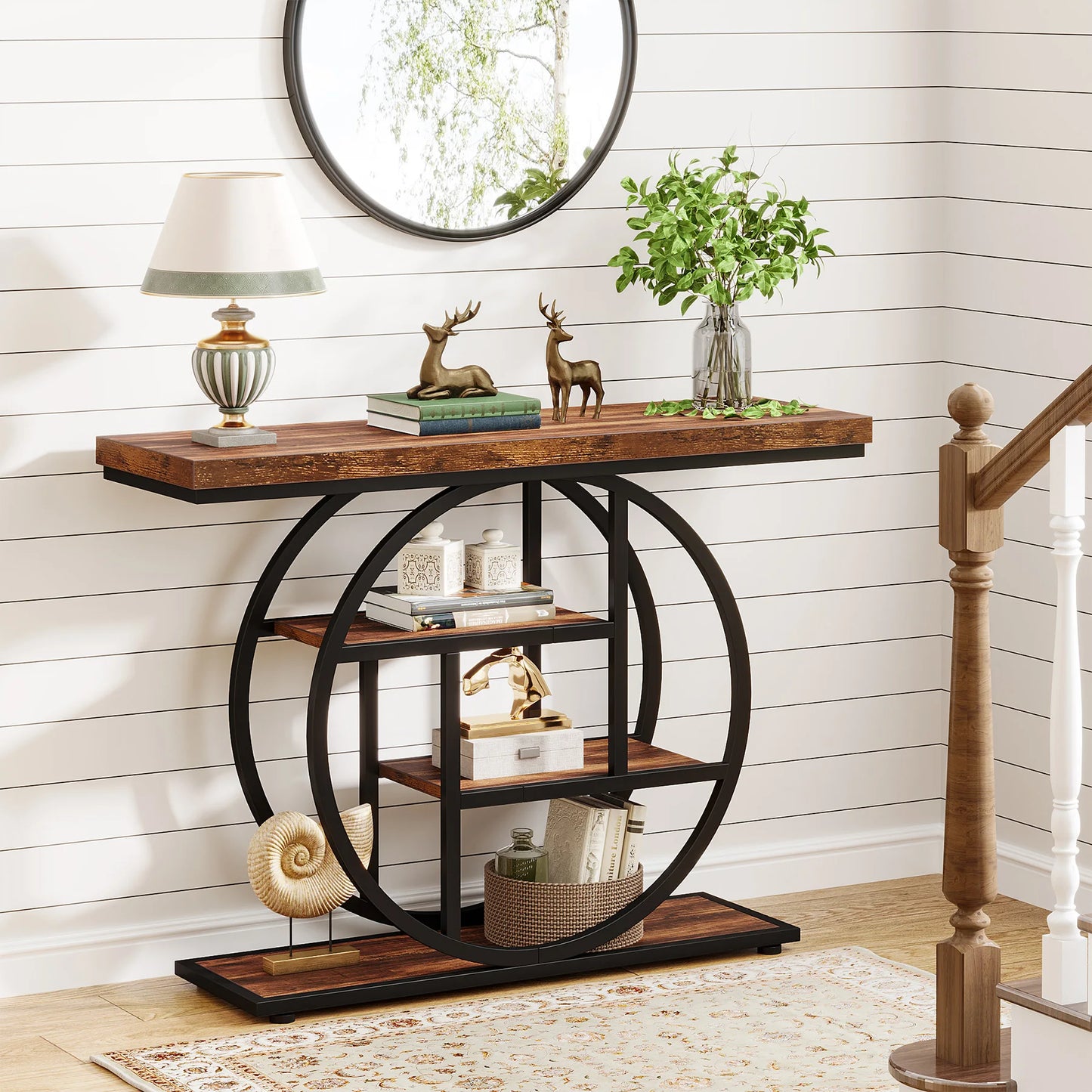 Tribesigns 4-Tier Console Table Industrial Entryway Sofa Table