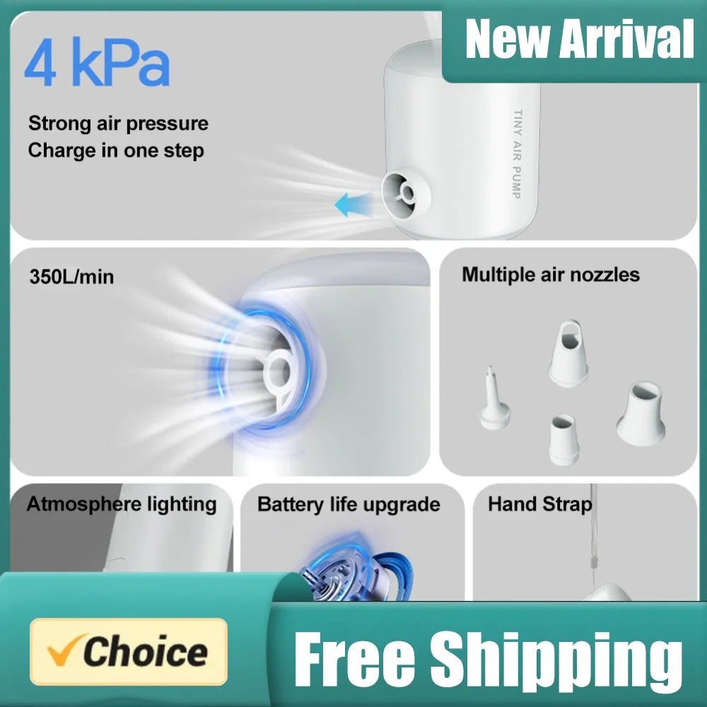 Camping Light Electric Air Pump for Inflating and Deflating Mattresses