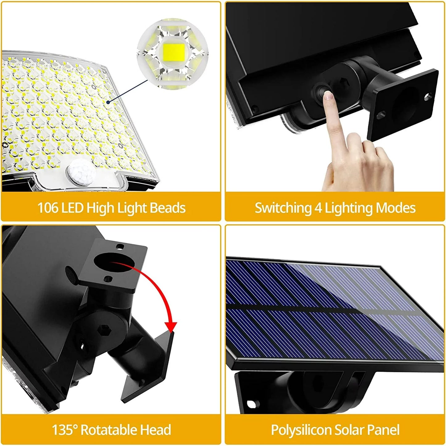 SZRSTH Solar Outdoor LED Motion Sensor Light With Remote