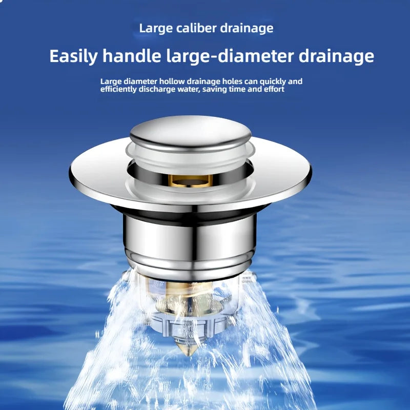 ATMDOG Press-Type Sink Drain Plug, Leakproof Stainless Steel