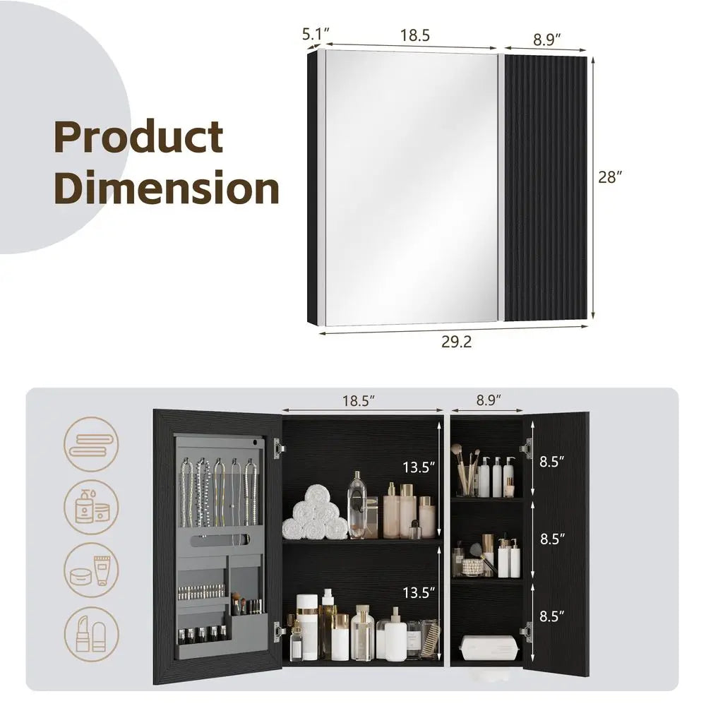 Bathroom Vanity With Sink, LED Medicine Cabinet, Two Drawers