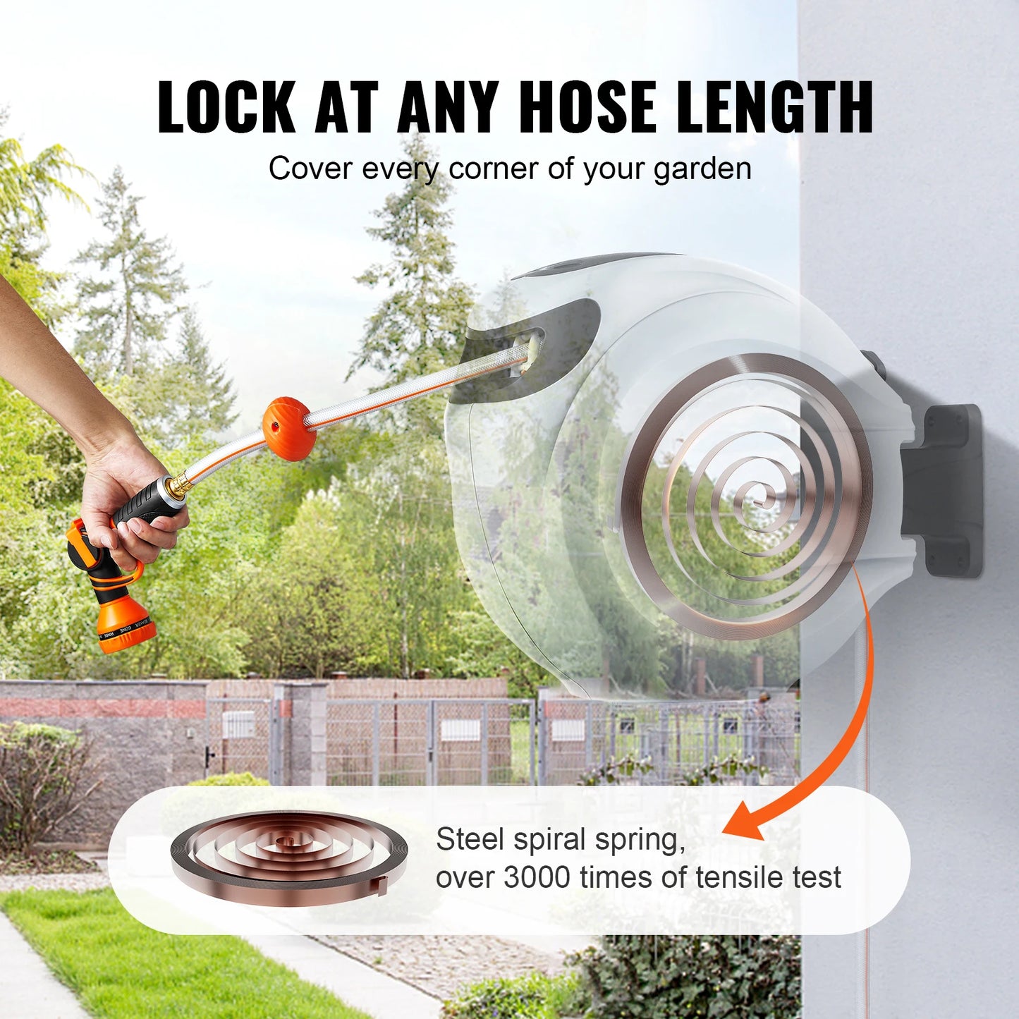 Succebuy Retractable Garden Hose Reel With Auto Rewind