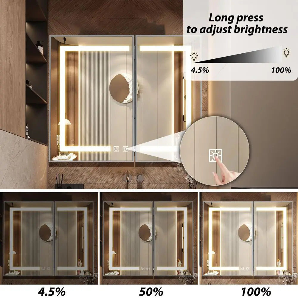 Backlit Bathroom Medicine Cabinet With Mirror And LED Lighting