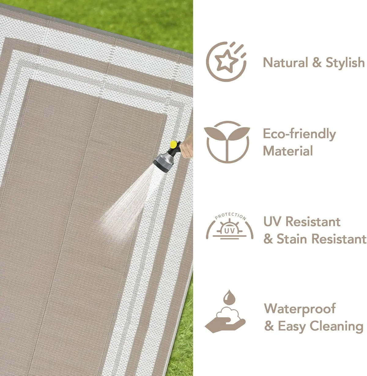 TWISTER.CK Waterproof Reversible Plastic Outdoor Rug for Patio and Camping