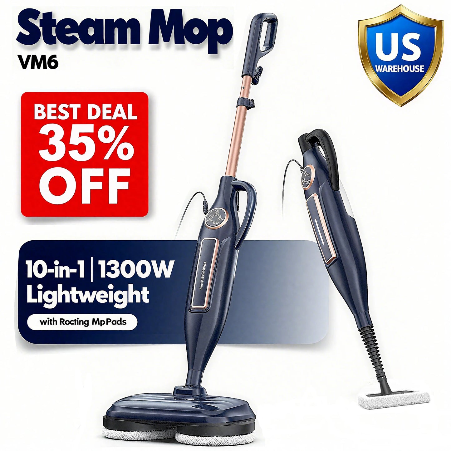 Devoac VM6 Scrubbing Steam Mop for Hardwood and Laminate