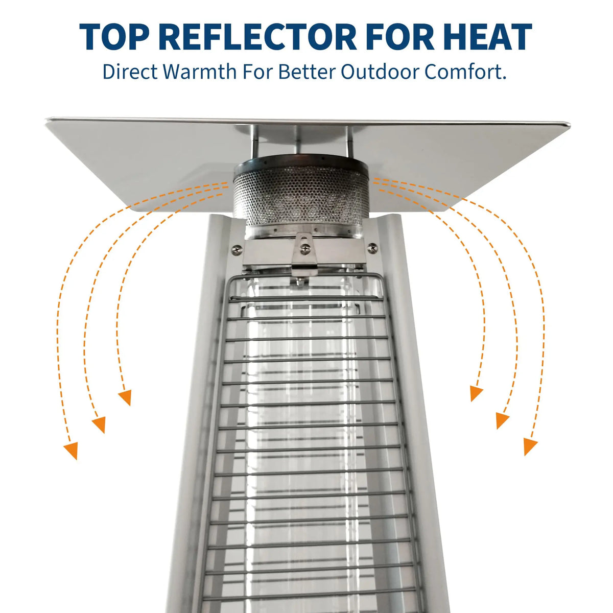 HiMISS Outdoor Pyramid Propane Patio Heater With Visible Glass Flame