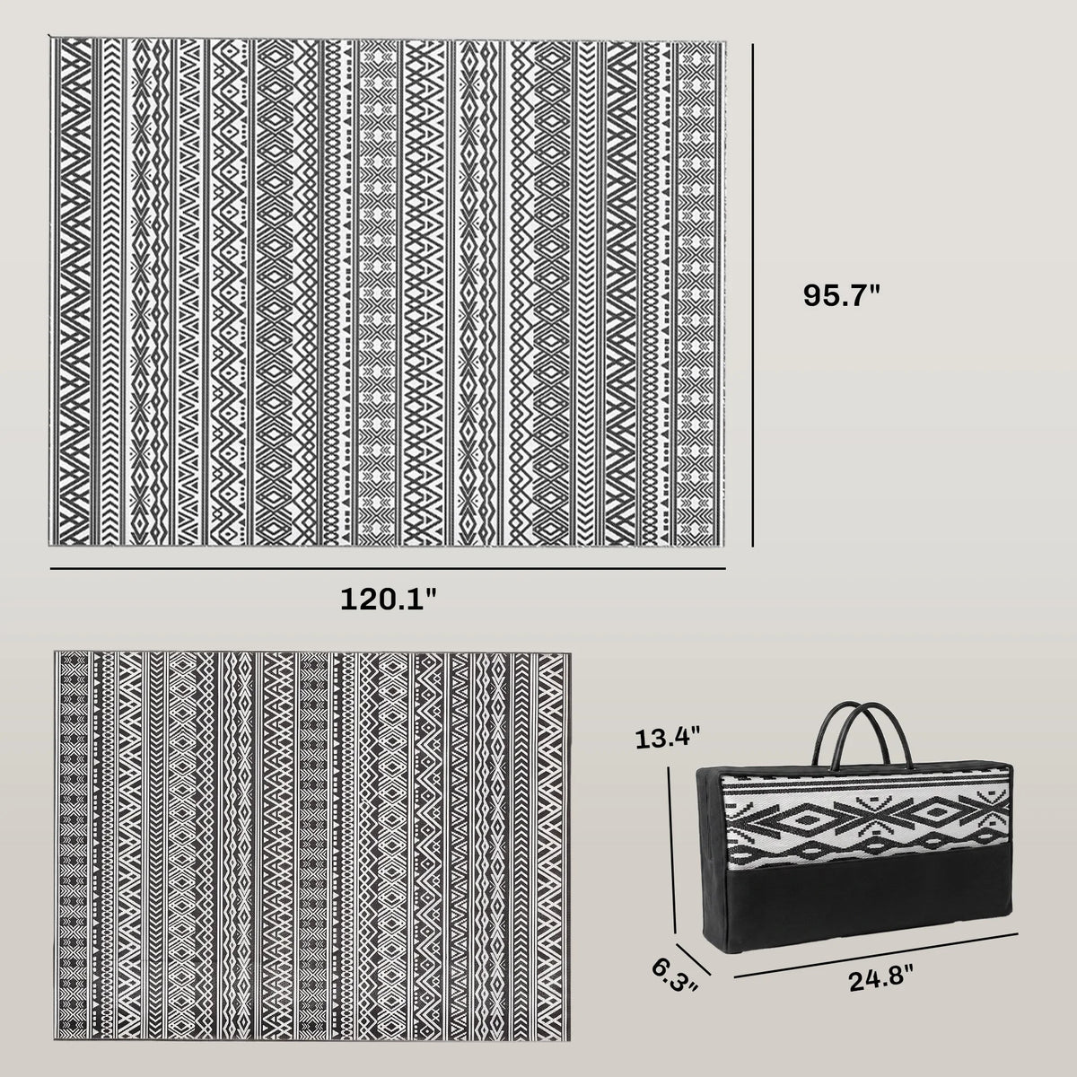 Outsunny Outdoor Geometric Rug Carpet With USB Lights