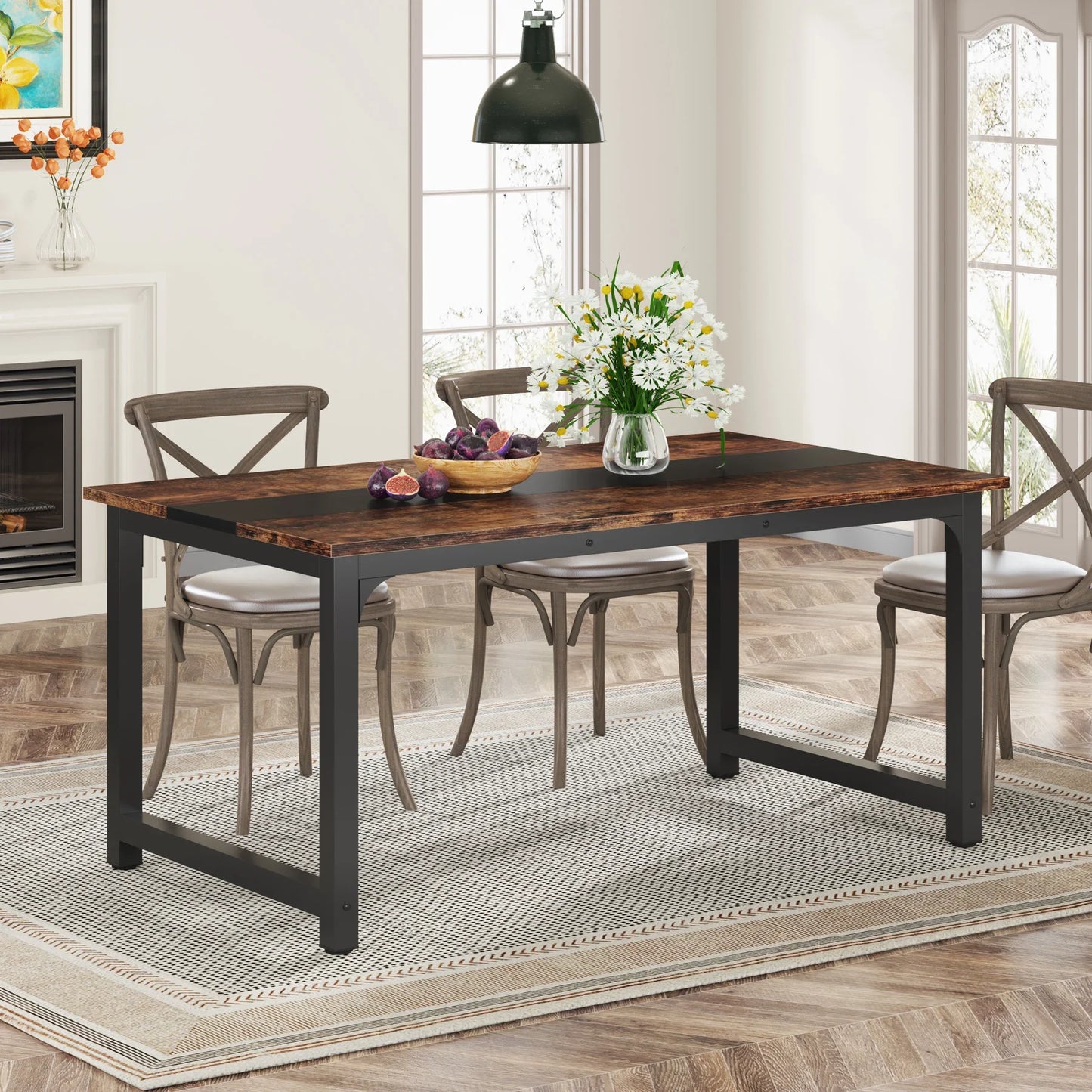 Tribesigns Industrial Wooden Dining Table For Home Kitchen Furniture