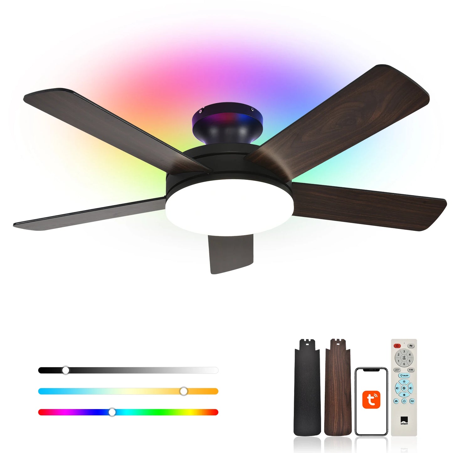 Orison Low Profile Ceiling Fan With Remote Control Led Lighting