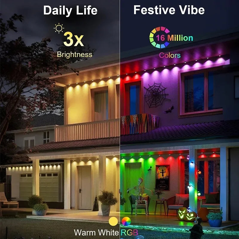 Mimirgb Waterproof Permanent Outdoor Garden String Lights