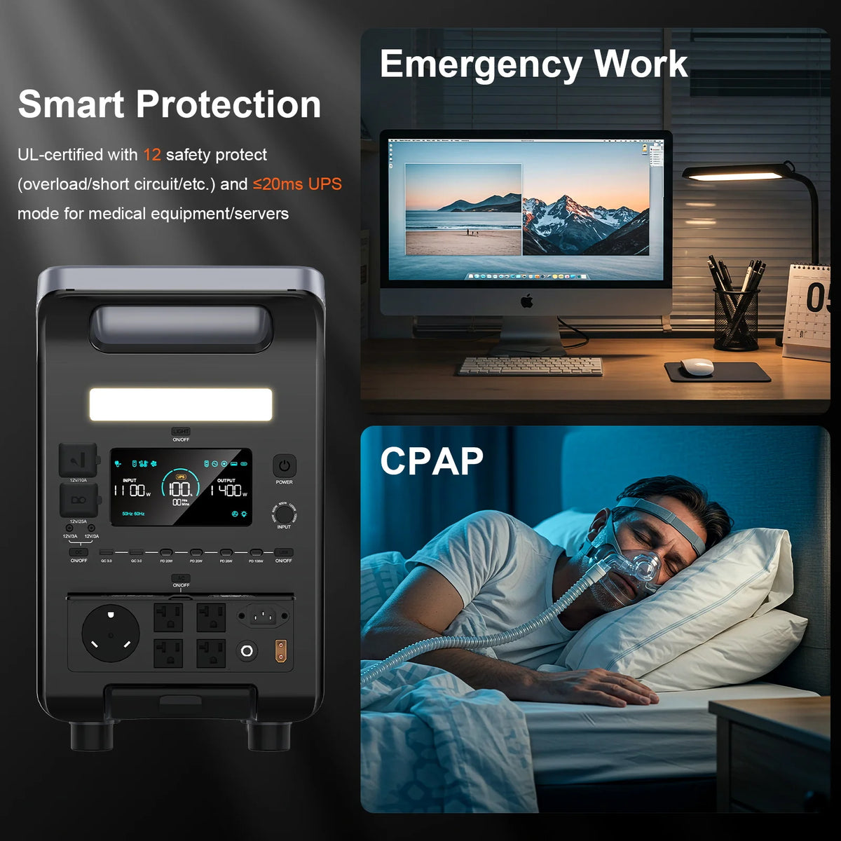 SolarPlay Q3600 LiFePO4 Portable Power Station With UPS Backup