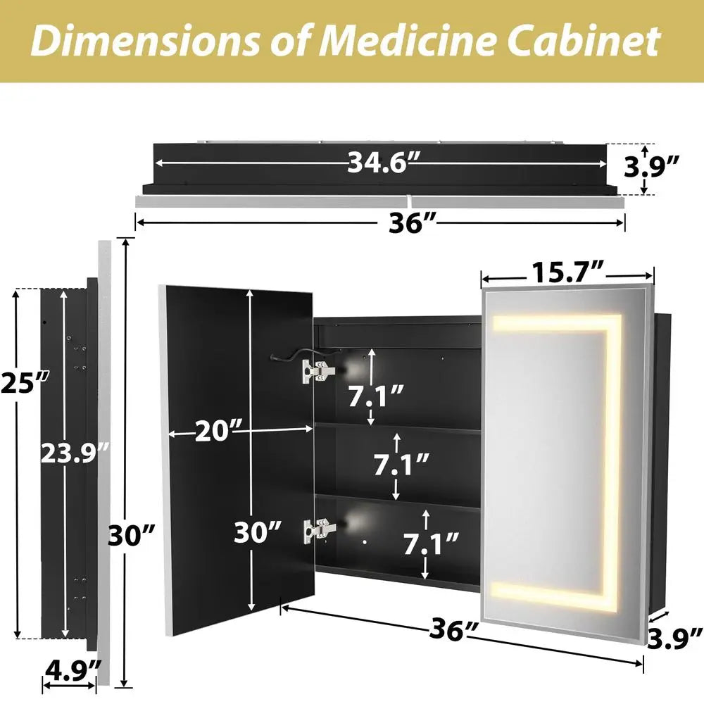 Backlit Bathroom Medicine Cabinet With Mirror And LED Lighting