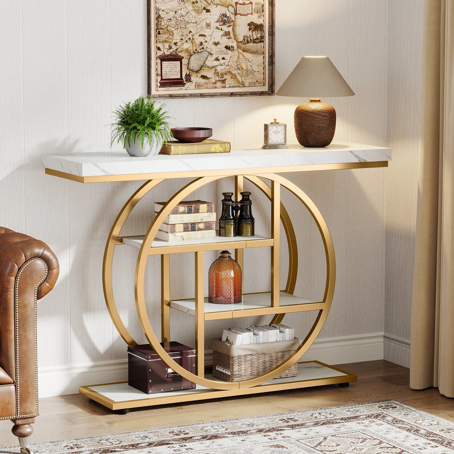 Tribesigns 4-Tier Console Table Industrial Entryway Sofa Table