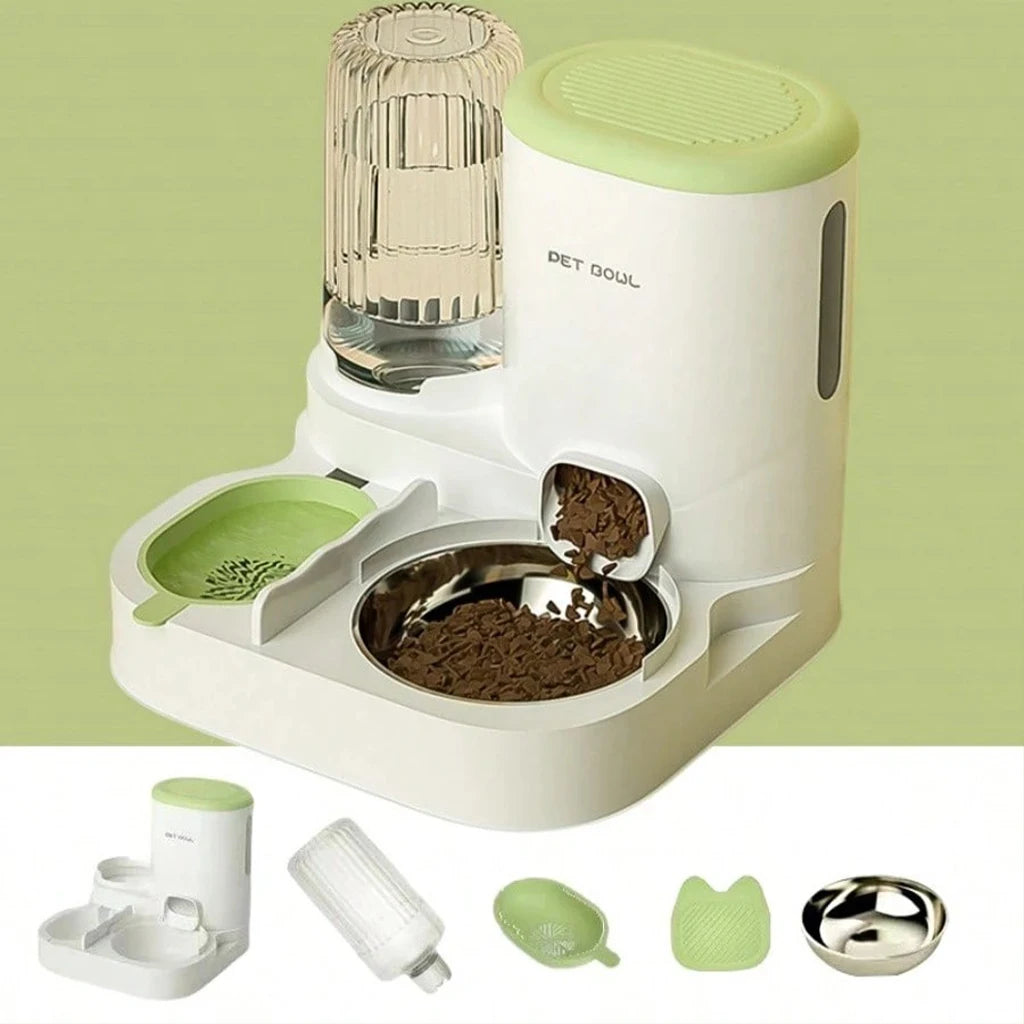 Automatic Cat Feeder And Water Dispenser With Dual Pet Bowl