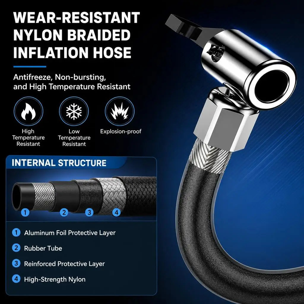 Portable Car Tire Inflator Air Compressor Pump With LED Light