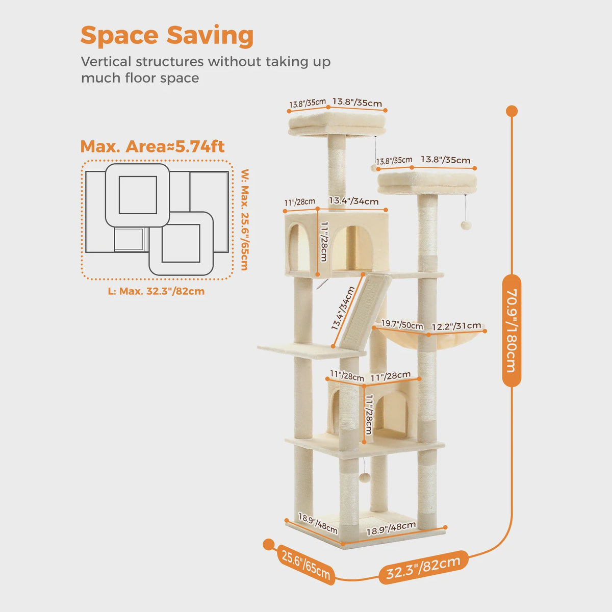 PAWZ Road Multi-Level Cat Tree With Scratching Posts And Perches