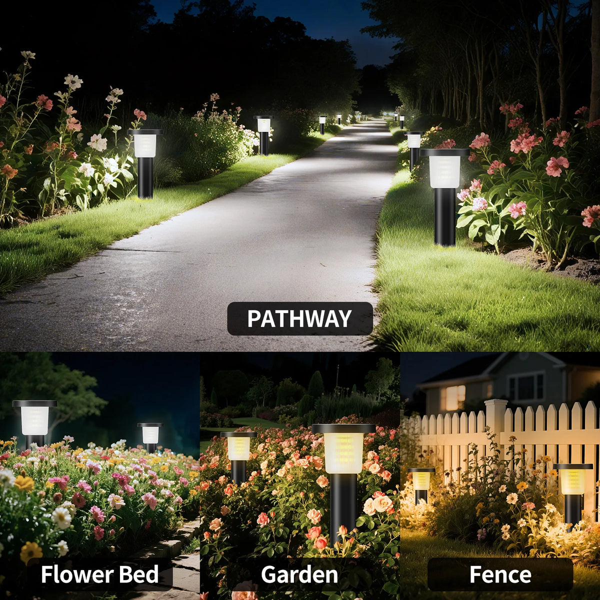 Intelamp Solar Pathway Lights Waterproof Outdoor LED Landscape Lamps