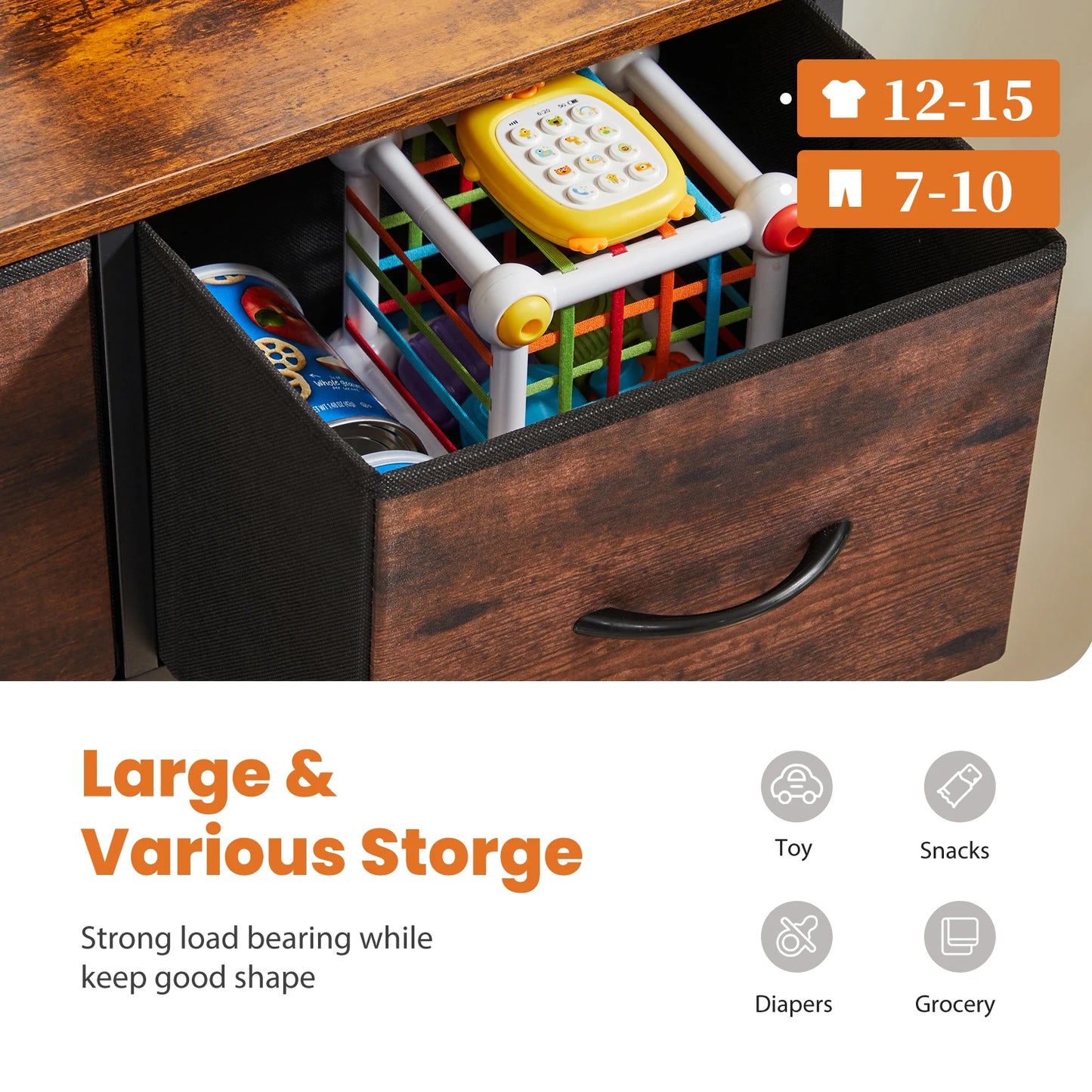 JHK Modern Nine Drawer Fabric Bedroom Dresser Organizer