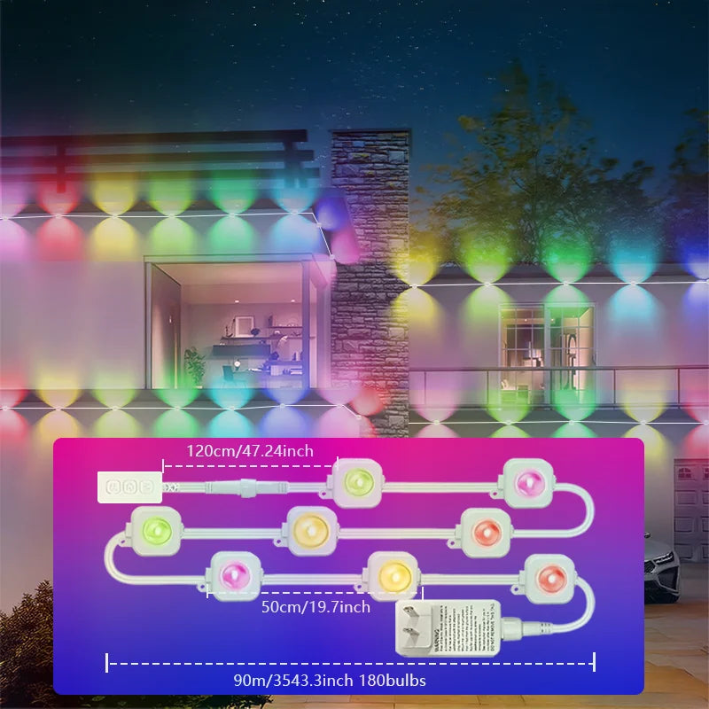 Mimirgb Waterproof Permanent Outdoor Garden String Lights