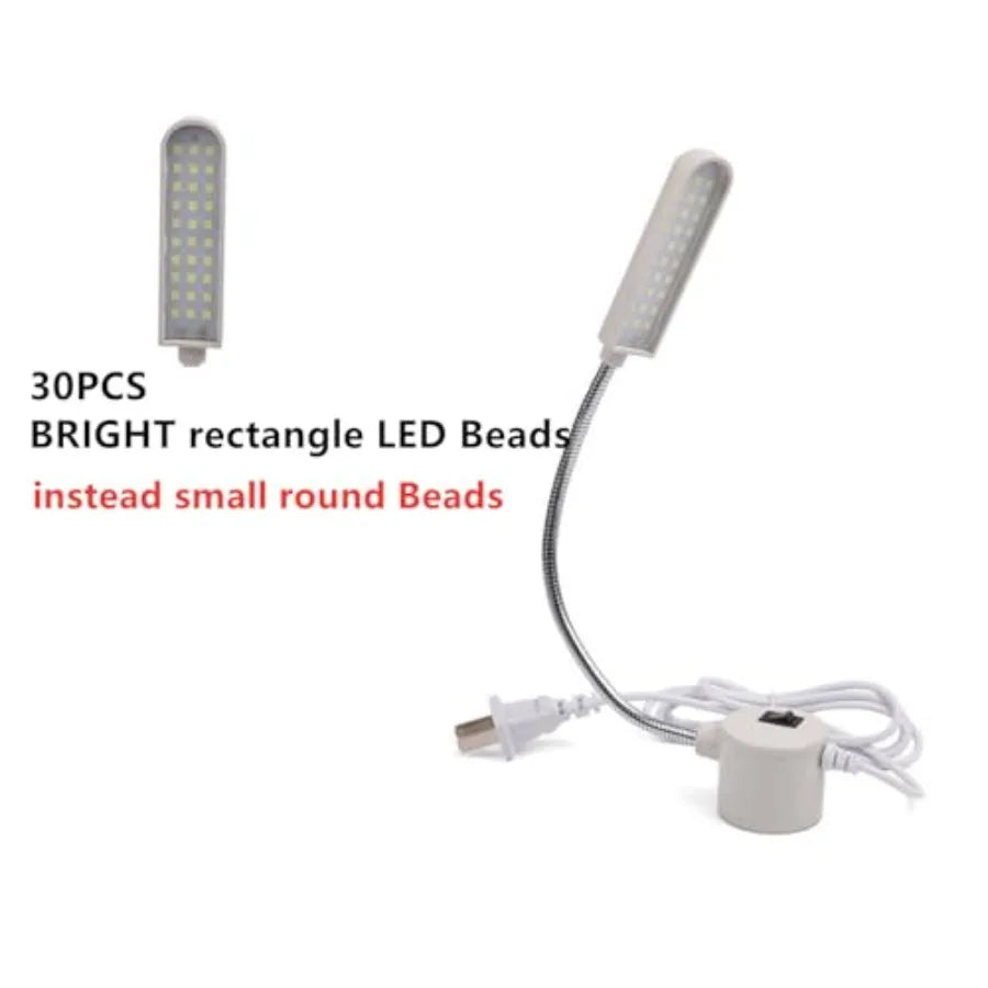Flexible LED Sewing Machine Light Featuring Magnetic Gooseneck Mount