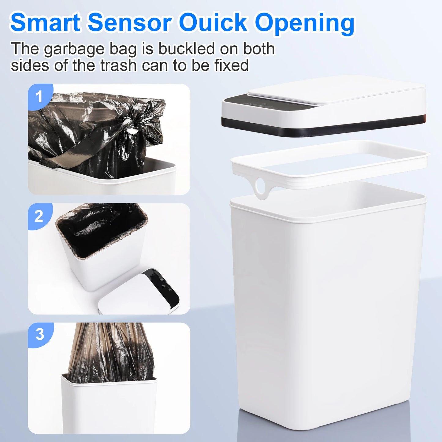 Touchless Motion Sensor Trash Cans 2 Pack Slim Narrow Design