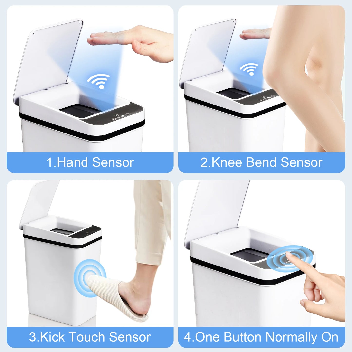 Touchless Motion Sensor Trash Cans 2 Pack Slim Narrow Design