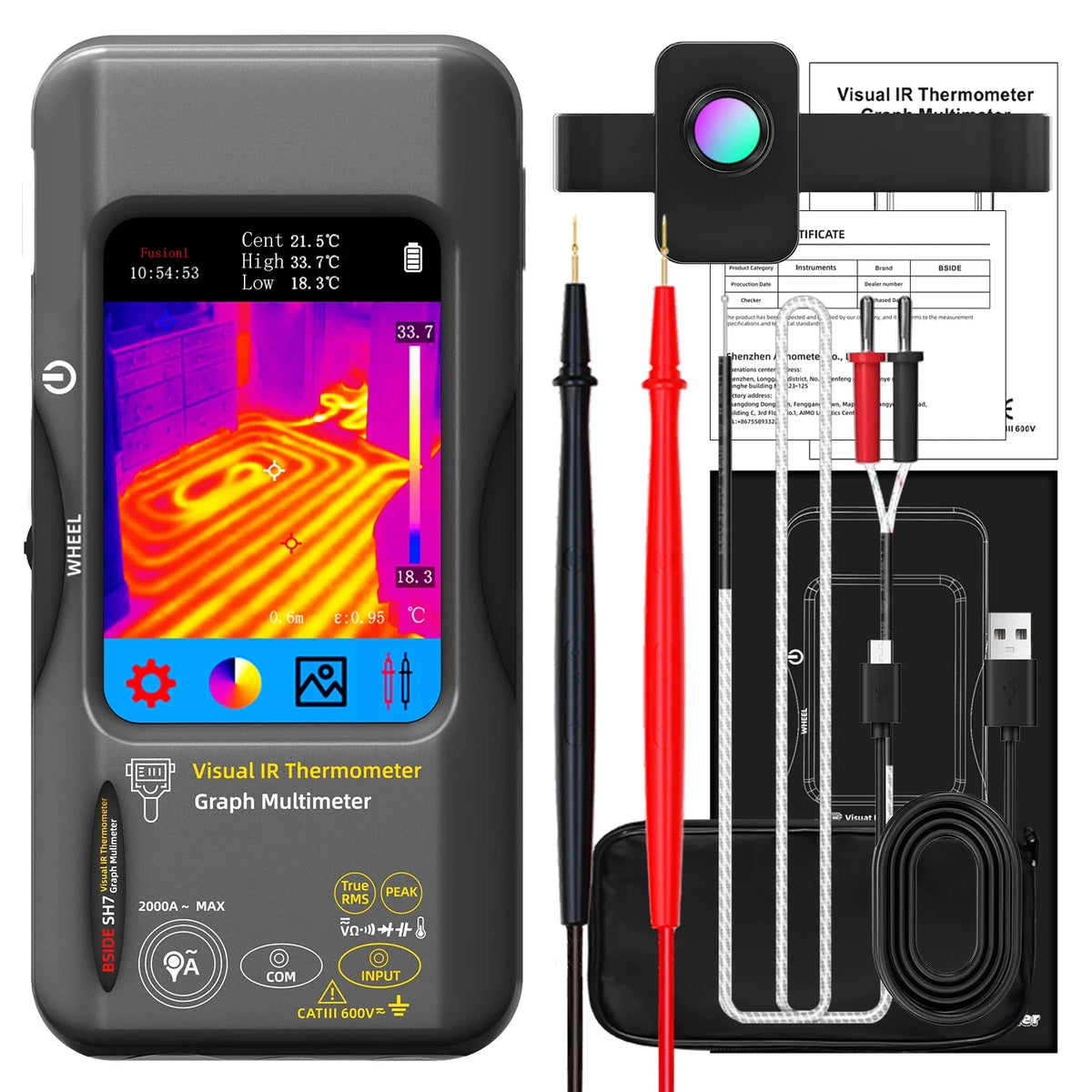 BSIDE SH7 Thermal Imager Camera Digital Multimeter Combo