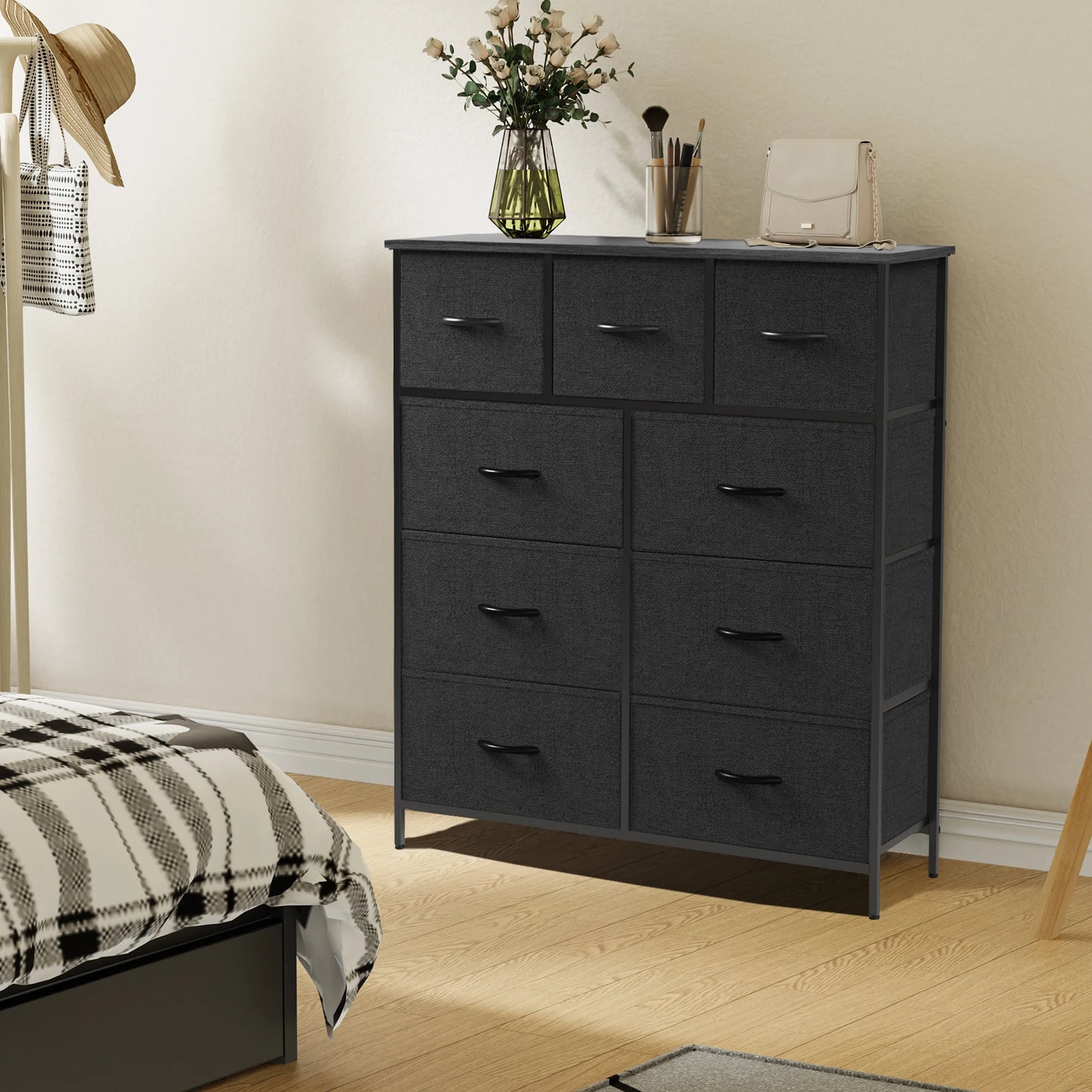 JHK Modern Nine Drawer Fabric Bedroom Dresser Organizer