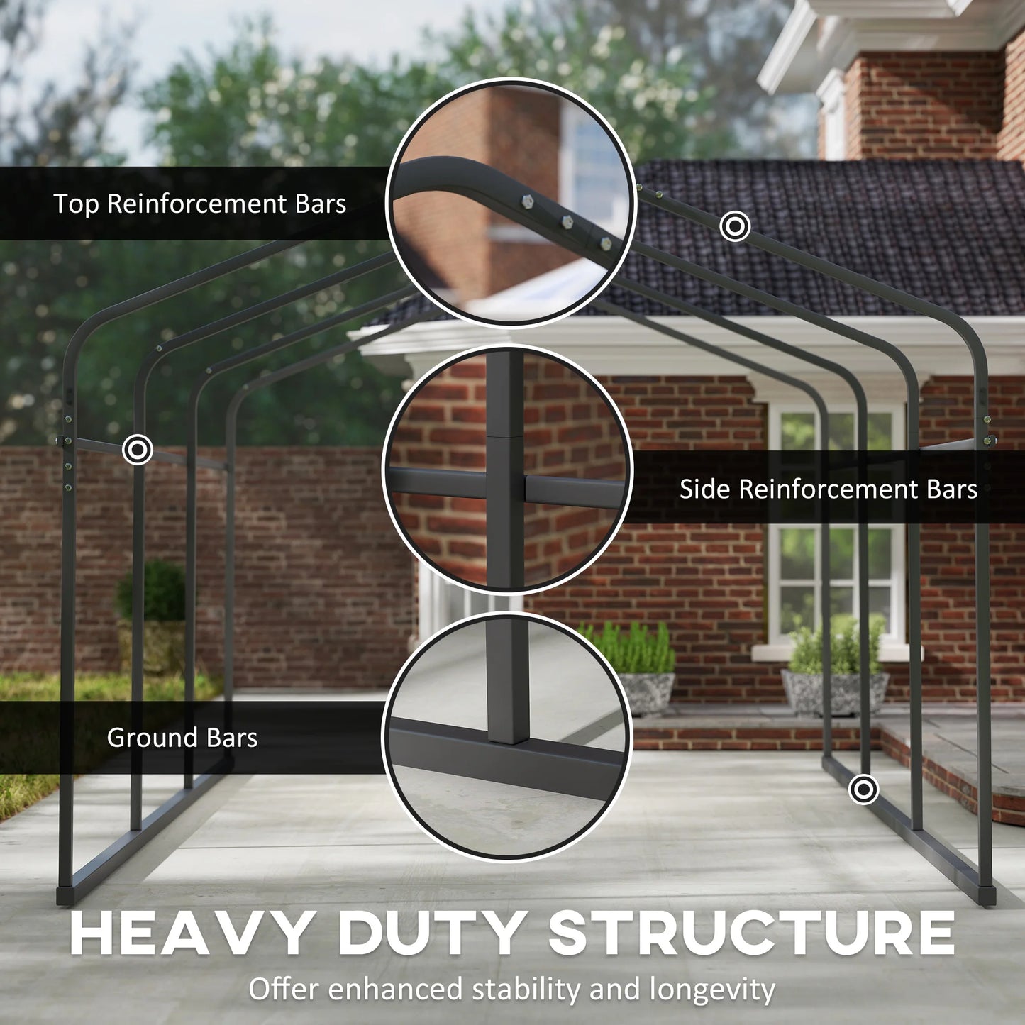 Outsunny Metal Carport With Removable Sidewalls And Durable Roof