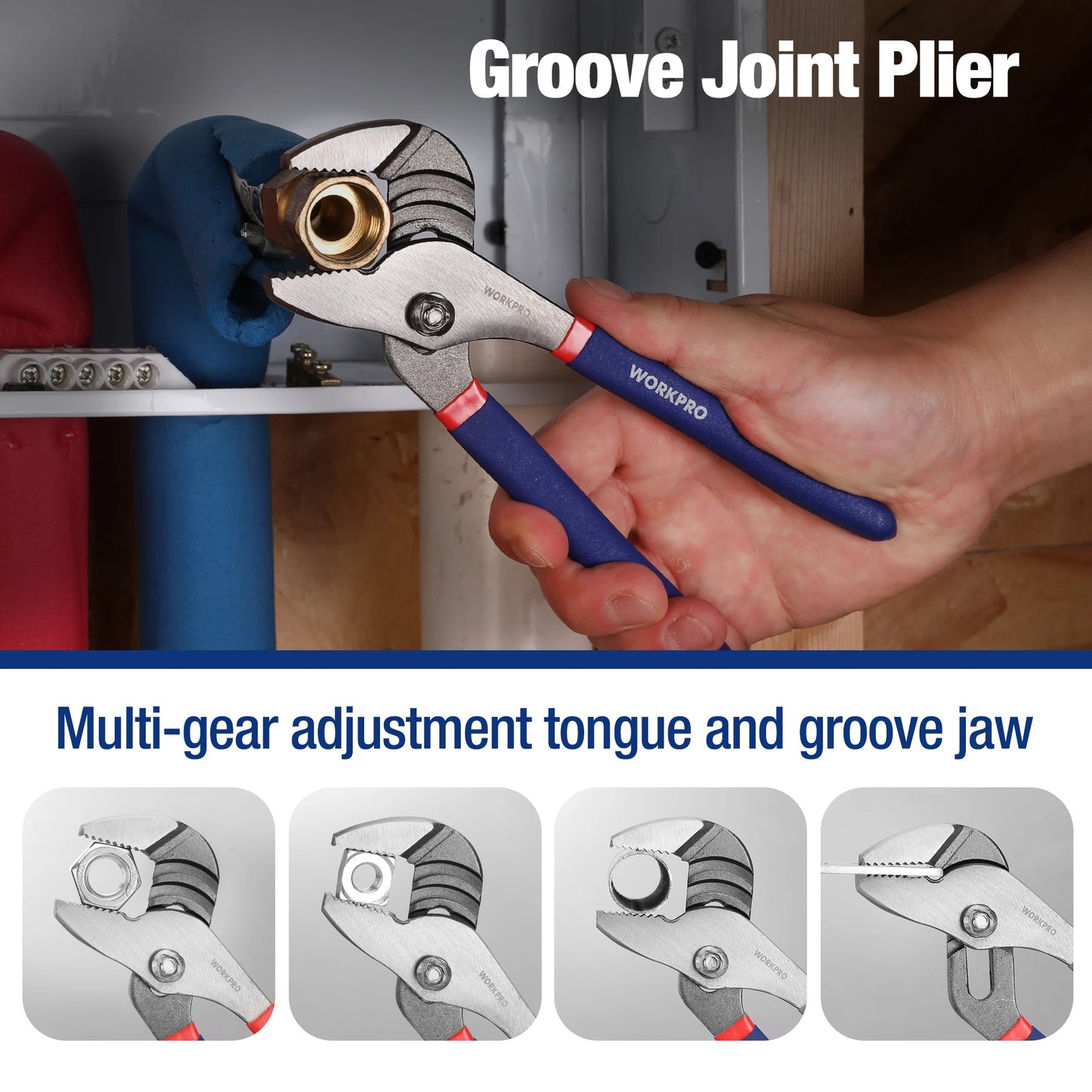 WORKPRO 7-Piece Pliers Set Groove Joint Long Nose Slip Linesman Diagonal