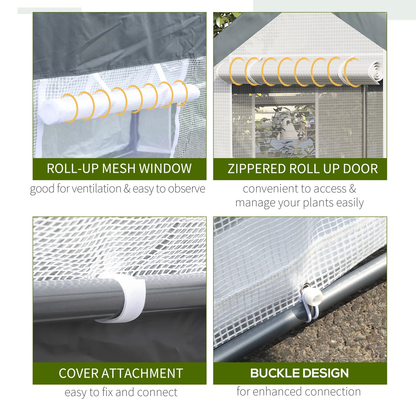 Outsunny Walk In Garden Greenhouse With Roll Up Door